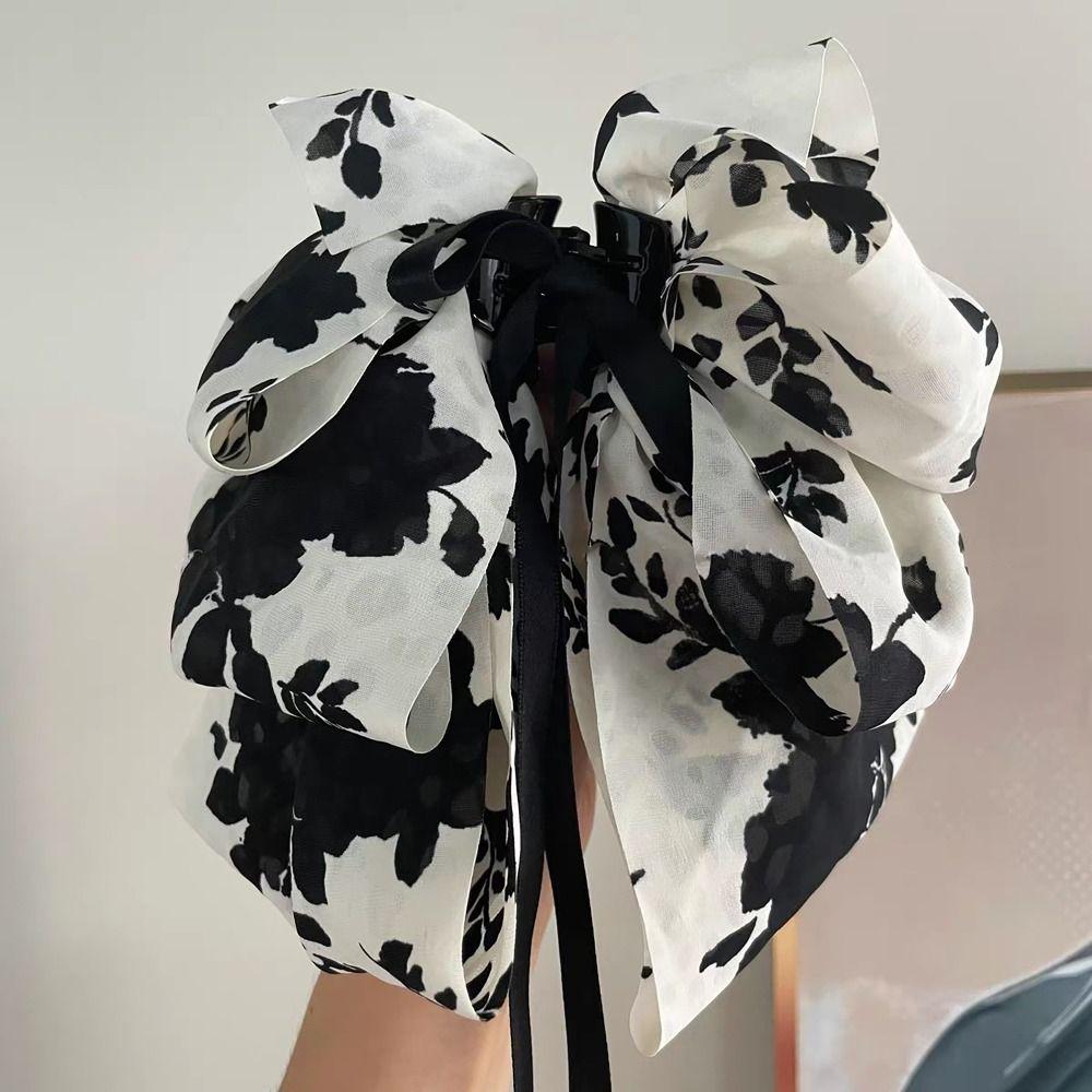 French Style Grab Clip Back Head Hair Clip New Ribbon Hair Clamp  Women Girls