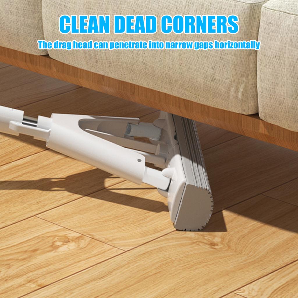 Squeeze Self Draining Sponge Mop Absorbent Roller Foam Mop with 2Pcs Sponge Head Reusable Household Floor Cleaning Tools