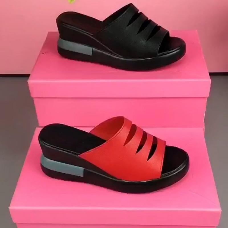 Thick-soled Women's Shoes, Fashionable New Style, Wedge Heel, Cake, Large Size, Fish-mouth Flip-flops