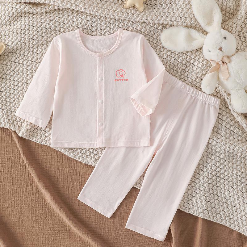 Baby Summer Cotton Split Suit Class A Seamless Thin Air Conditioner Clothes Infant Underwear Pajama Set For Boys And Girls