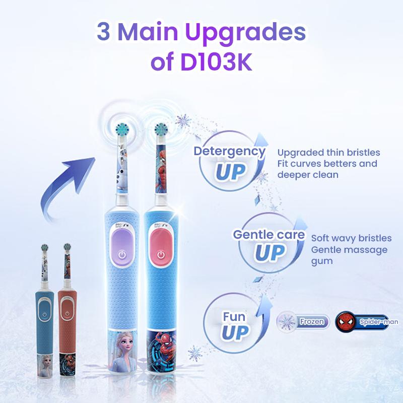 Oral B D103K Kids Electric Toothbrush Children Toothbrush 1 Handle 1 Replacement Brush Head