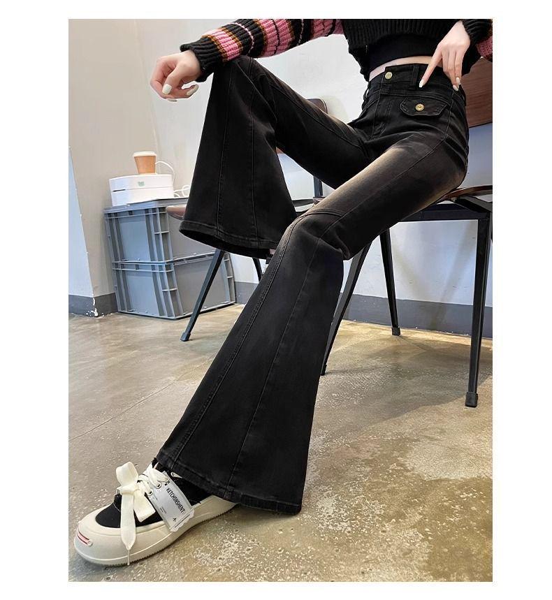 Women's High Waist Micro Flare Stretch Jeans - Slimming Petite Spring Style