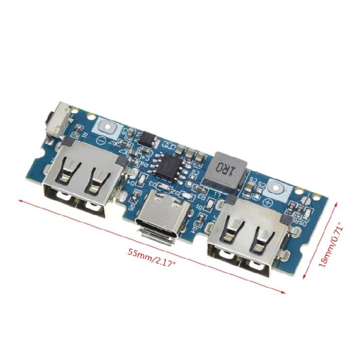Dual Usb TypeC Charging Power Board 18650 Boost Module 2.4 A Mobile Mainboard 5V