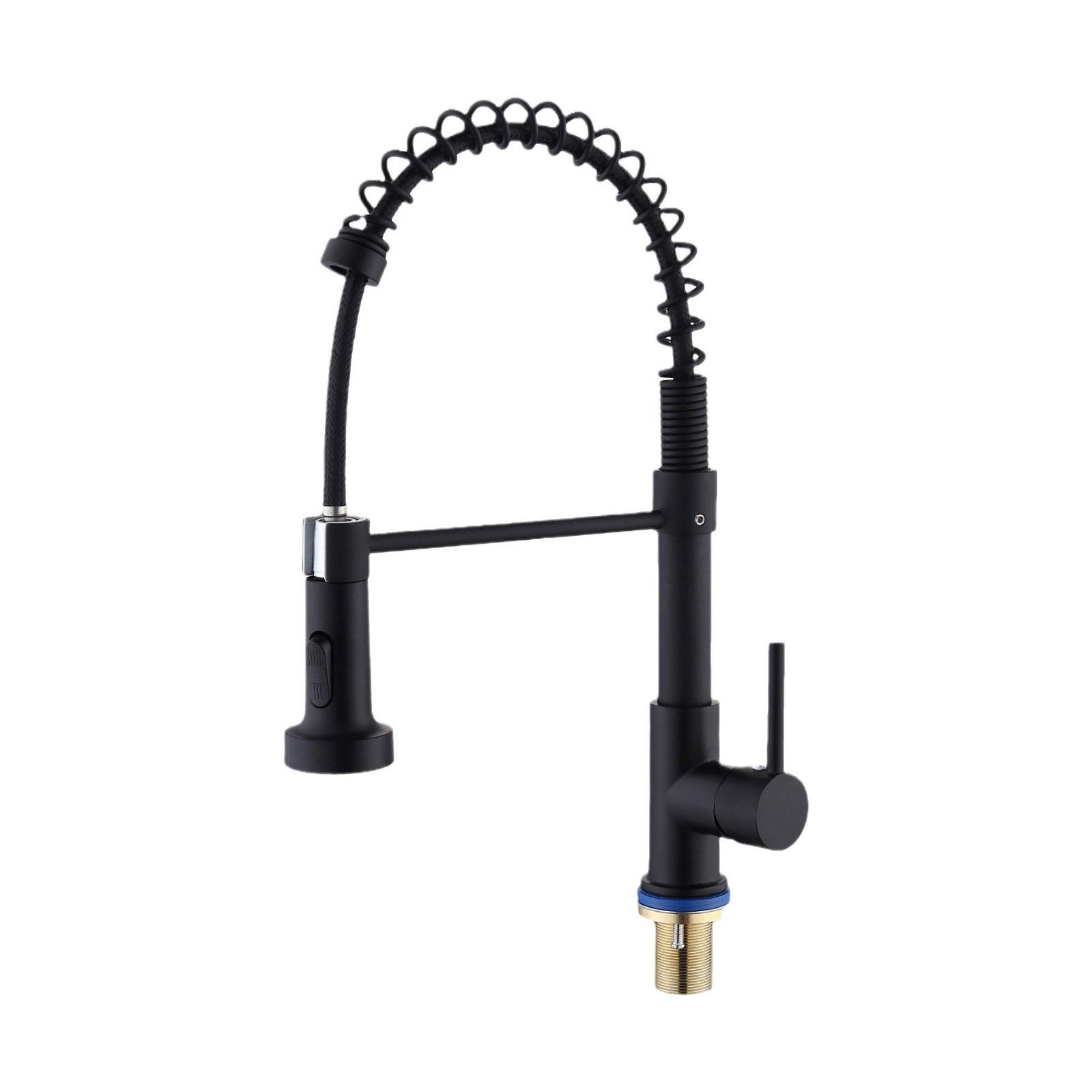 

Смеситель для кухни с пружиной из нержавеющей стали 304, выдвижной смеситель для кухни, двойного назначения, вращающаяся мойка для овощей, телескопическая stainless steel 201 чёрный