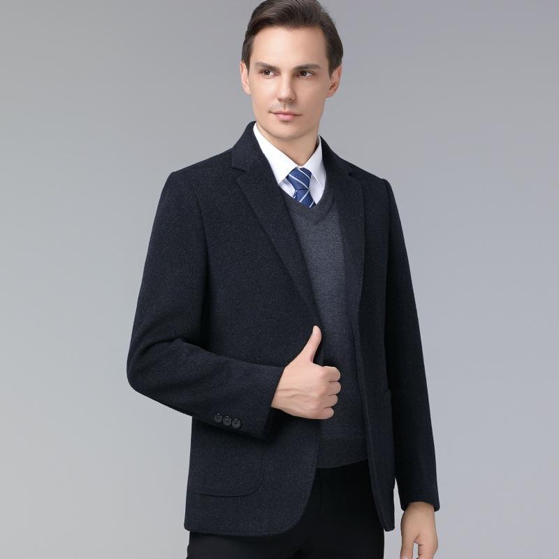 

Двусторонний кашемировый костюм мужская куртка зимняя новая шерстяная пуховая подкладка одинарный костюм топ деловой повседневный костюм 195