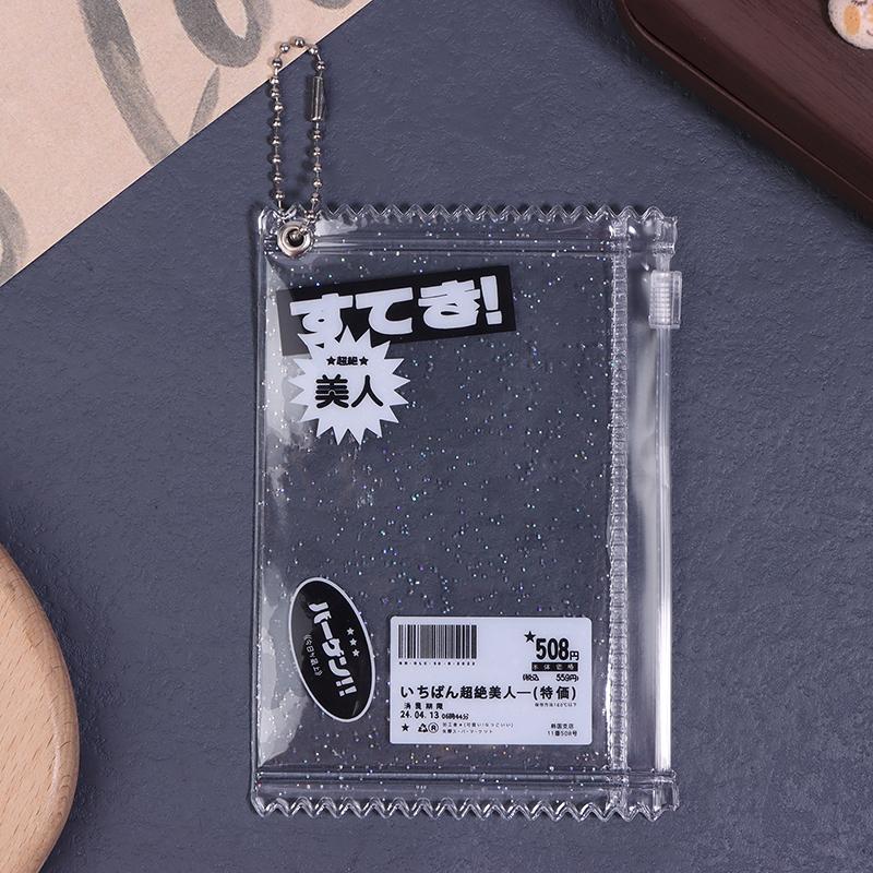 1Pc 3Inch Transparent Candy Bag Kpop Card Sleeves With Zipper Pvc Photocard Holder Props Badge Card Films Game Cards Protector