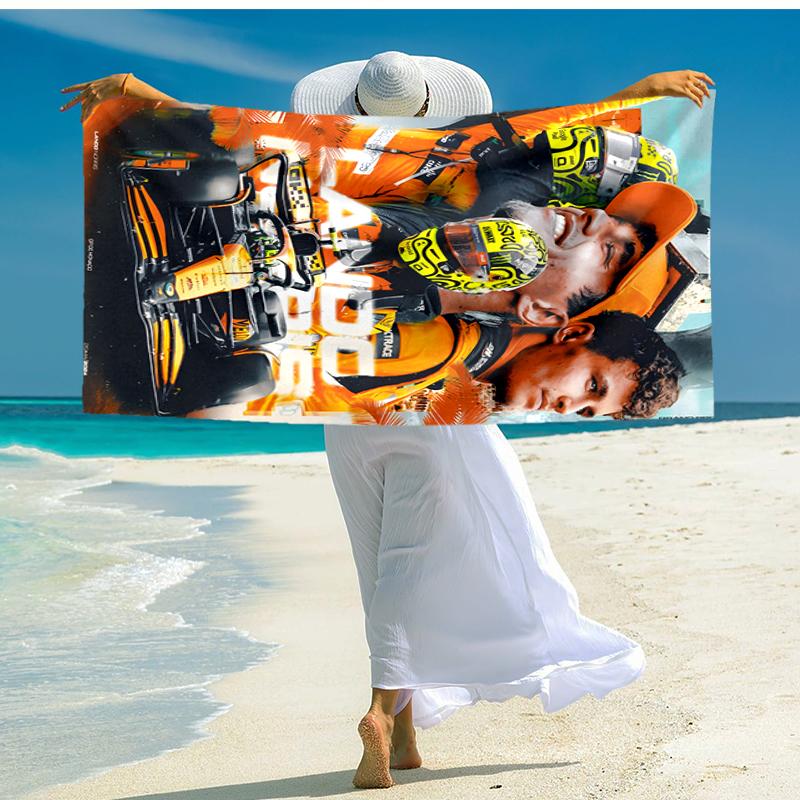 1pc Landos Norris Racing4 Beach Towel, Comfortable and Thick, and Swimming/Bath/Picnic/Camping Towel, Suitable for Seaside Beaches