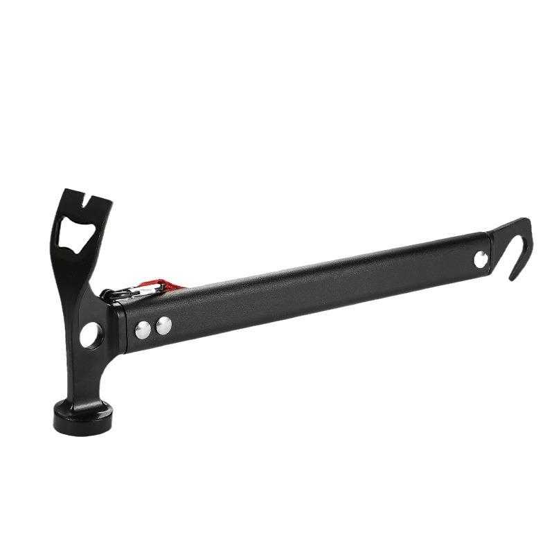 1Pc Outdoor Hammer with Aluminum Alloy Handle, Canopy Peg Puller, Camping Tent Peg Hammer, Multi-functional Mountaineering Camping Hammer
