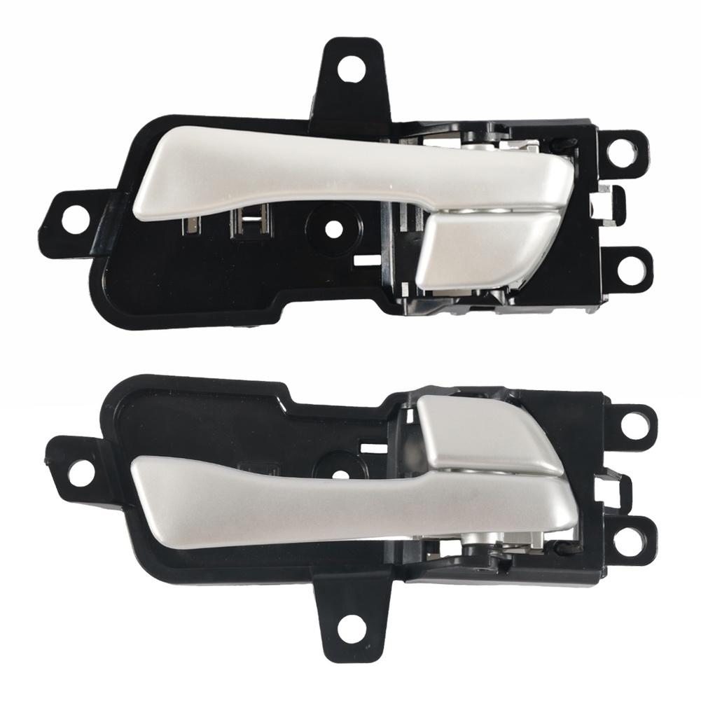 Standard Replacement Interior Door Handle Pair Left Right ABS Silver Black for Hyundai 2011 To 2014 Vehicle Models
