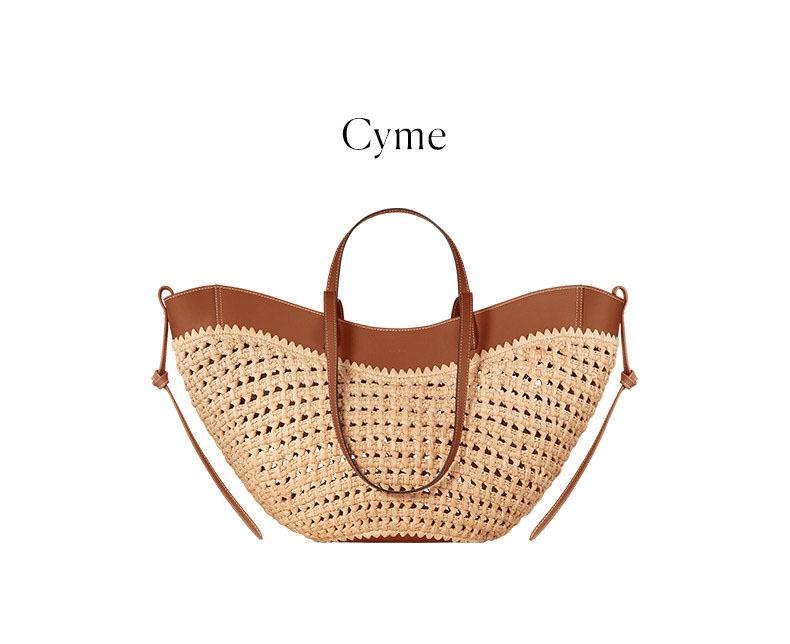 Borsa a Mano Polne Intrecciata in Vera Pelle: Borsa a Spalla alla Moda, di Grande Capacità, in Pelle di Mucca per Uso Casual o da Spiaggia