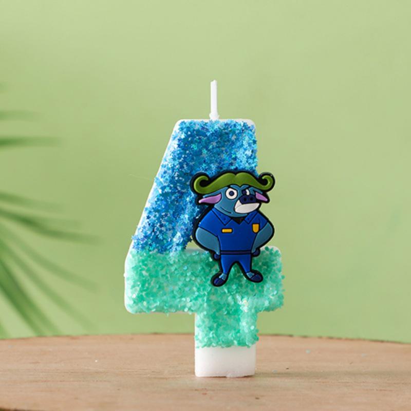 Chief Bogo Zootopia Digital Birthday Candles for Kids  Party Cake Celebration