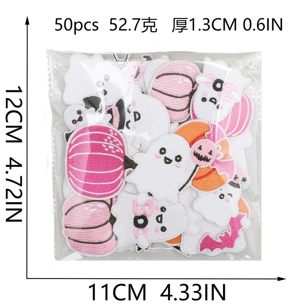Ghost Embroidery Cloth Sticker Halloween Piao Ghost Patch Sticker Festive Atmosphere Dress Up Embroidery Label Pumpkin Spider Web