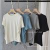 Elegant Women's Pleated Short-Sleeve Top with Unique Hem and Side Slits - Perfect for Summer