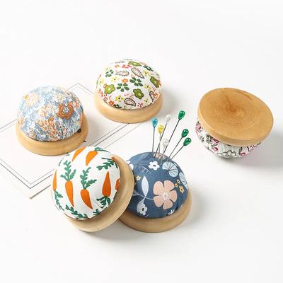 Cojín de aguja para máquina de coser, soporte para alfileres de sastre, anillo de madera, pulsera, alfileteros para manualidades, herramientas de costura hechas a mano