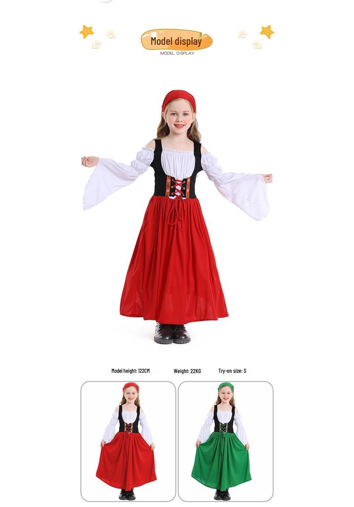 Children's Medieval Farm Costume Dress for Halloween and Festivals
