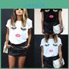 Modny Damski T-shirt Z Krótkim Rękawem I Nadrukiem Czarno-Biały Dla Stylowego Streetwear