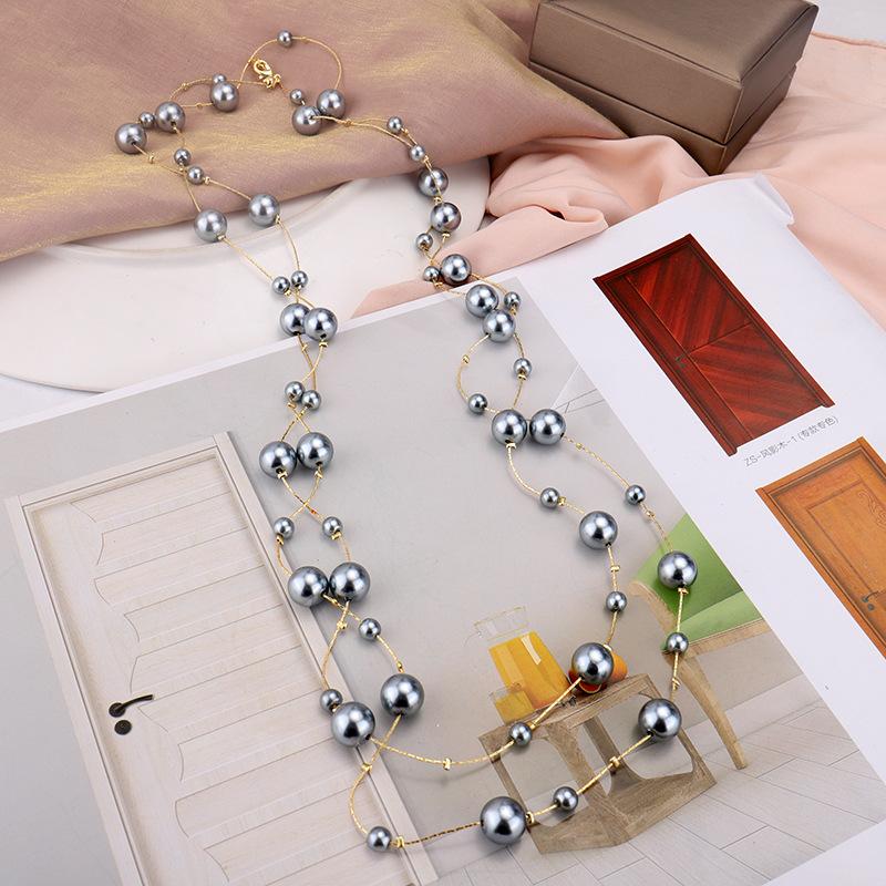 Long Necklace Korean Highlight Pearl Decorative Chain Temperament Versatile Sweater Chain Pendant
