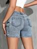 New Trendy European & American Workwear Style Double Pocket Hip-Hugging Hot Shorts for Slimming Girls