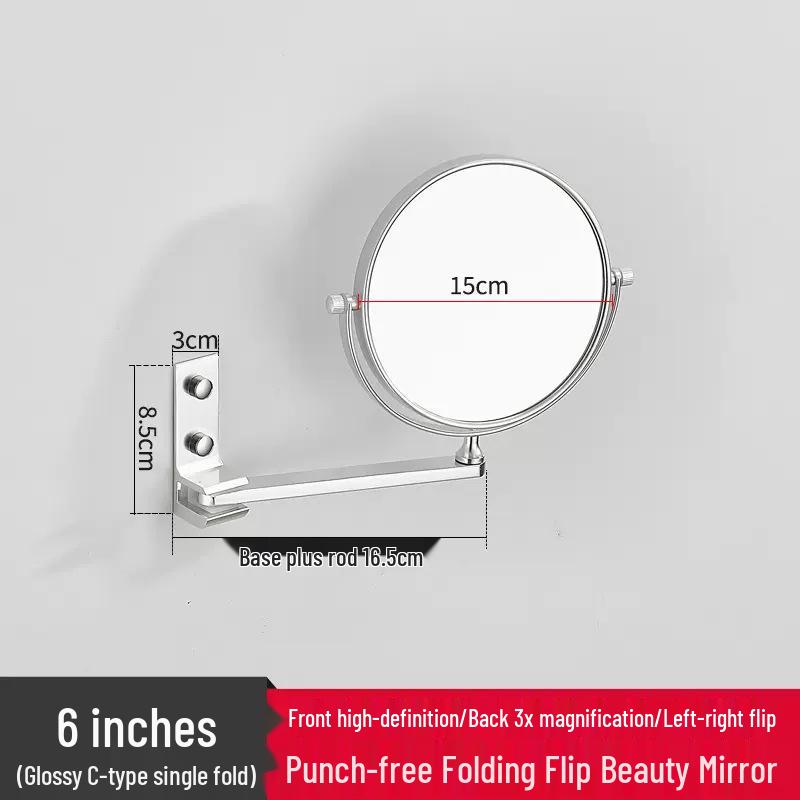 Specchio per Trucco Telescopico da Parete Rotante a 360°