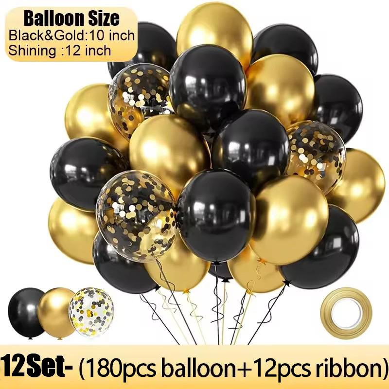 Gold Black Confetti Latex Balloons Graduation Wedding Birthday Party Inflatable Balloon Christmas Home Decoration Boy Girl Gifts