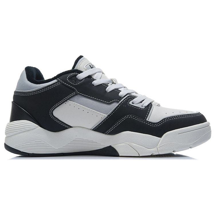 Li Ning Retro 80s Shock Absorbing Non-Slip Wear-Resistant Low-Top Basketball Shoes Men sneaker Black White AGBR085-1
