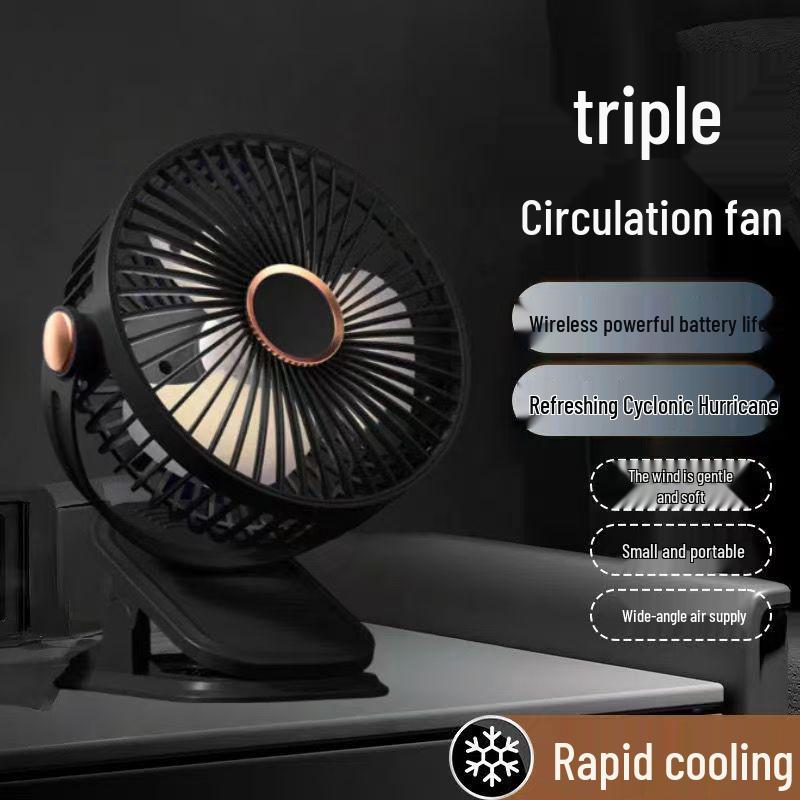 USB Rechargeable Desktop Fan with Fill Light - Low Noise for Home, Office, or Dorm Use +USB Data Cable
