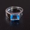 Blue Topaz Emerald Cut Gemstone With 925 Sterling Silver Ring For Men's #B740 JL375692829771