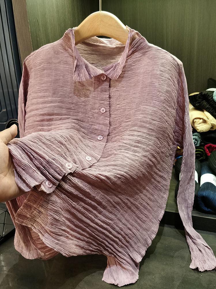 Retro-Plissee-Damenhemd in Übergröße - Lockeres, lässiges Frühlings-Top