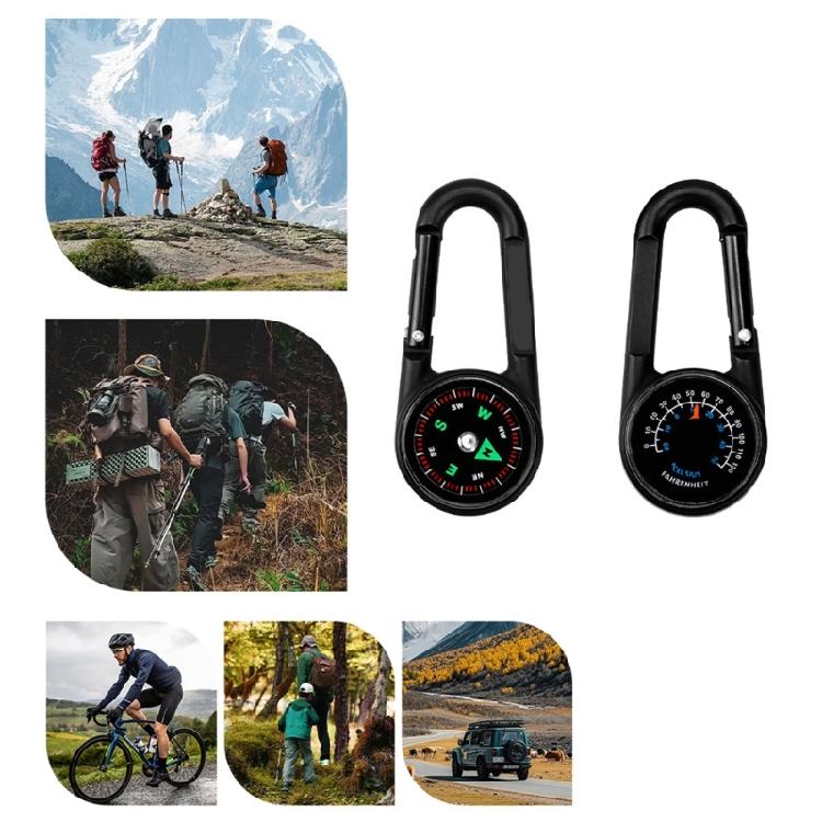 Light Weight Camping Compasses Thermometers Outdoor Small Compasses Carabiner Backpack Buckle Hiking Camping Accessories
