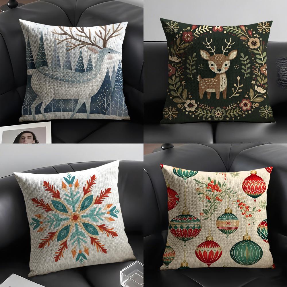 3 Classic Snowflake Animal Print Pillow Case Home Living Room Decoration Linen Pillowcover Pillow Cases Cushion Cover