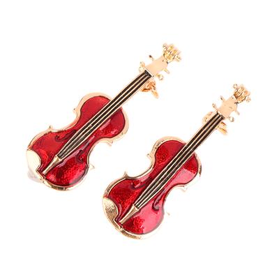 1ks Elegantní červené housle Pins Brože Lady Instruments Brož Šperky