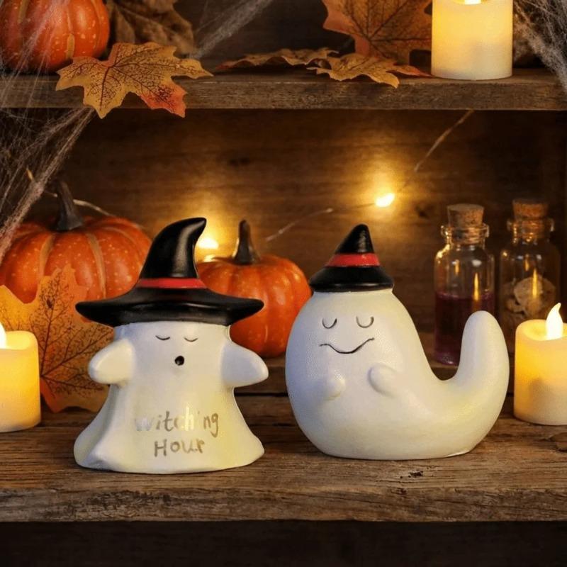 Resin Halloween Ghost Figurine Cute Mini Witching Hour Ghost Ornaments Decorative Ghost Ornament Children Gifts