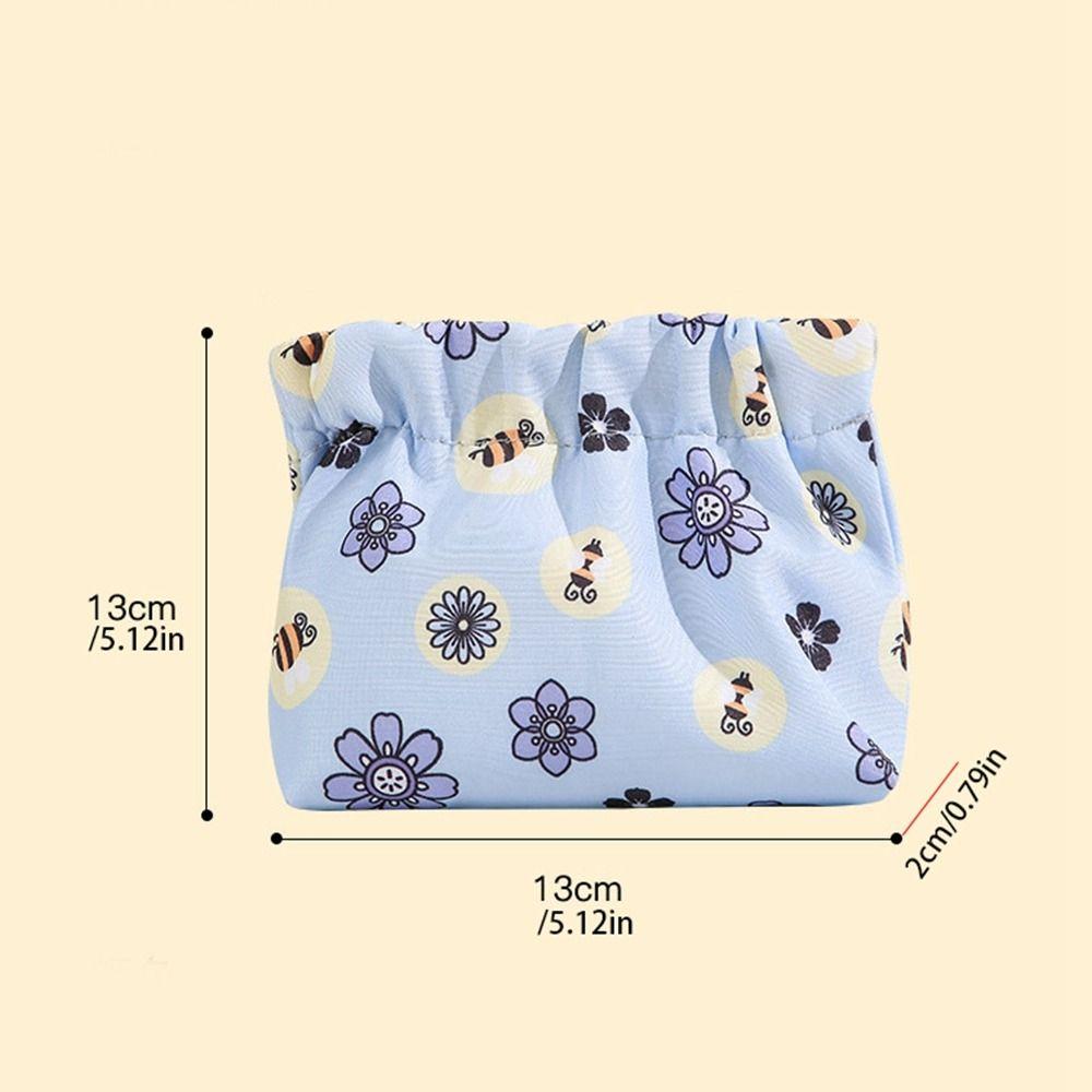 Floral Self-closing Makeup Bag Purse Jewelry Bag INS Leaf Spring Bag  Travel