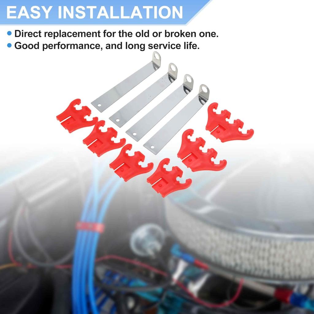 Spark Plug Wire Looms Separators for Chevy for Ford 7/8/9mm Ignition Wire Separator Holder for Chevrolet Red