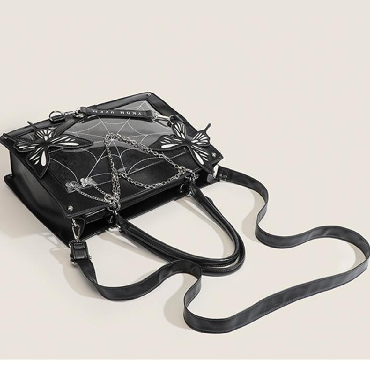 Punk Style Messenger Bags Halloween Gothic Butterfly Spiders Net Tote Bag