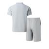 Men's Color Block Short-sleeved Cardigan and Pocket Shorts Set - Casual Summer Outfit