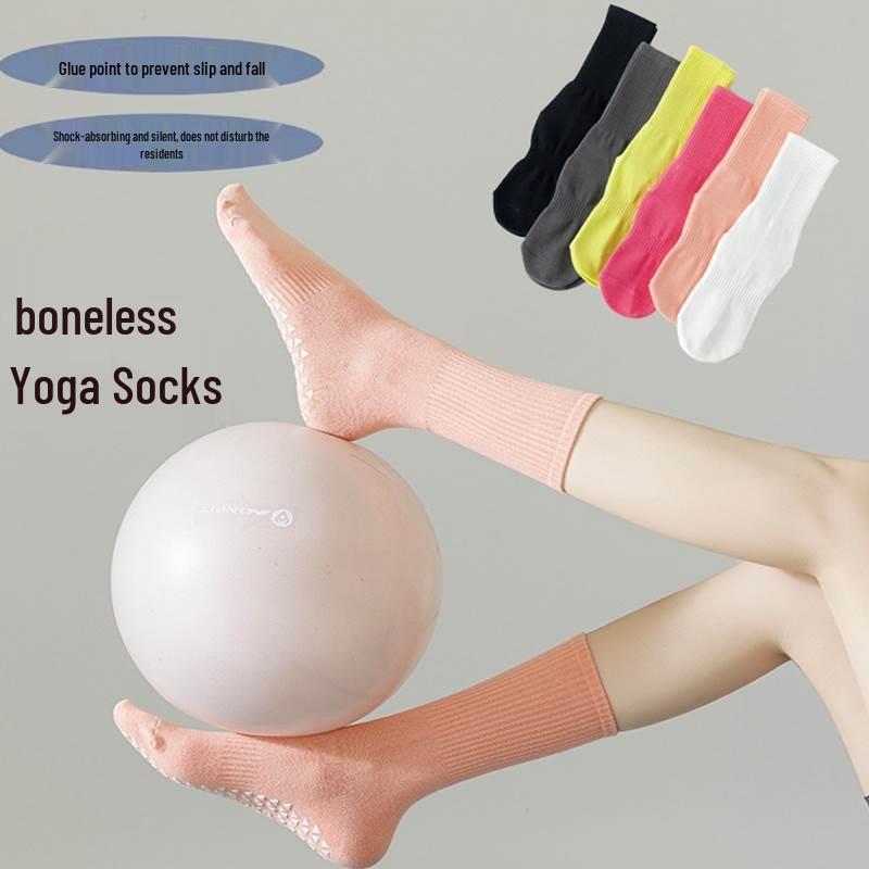 Women's Non-Slip Mid-Calf Yoga and Dance Socks - Sweat-Absorbent Indoor Fitness Socks