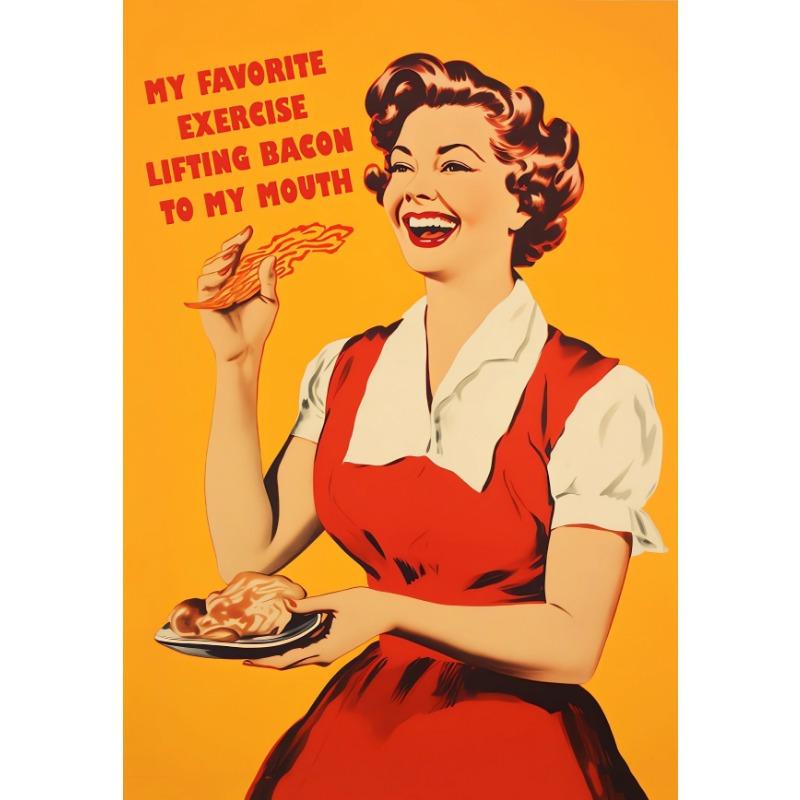 Retro Kitchen Cartoon Poster Vintage Food Humorous Wall Art Canvas Picture for Modern Kitchens Dining Room Decoration Home Gift