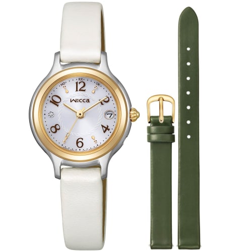 

Citizen Wicca Solar-Tech Radio-Controlled Watch, Waterproof, with Interchangeable Strap, White, KS1-937-11, Women s