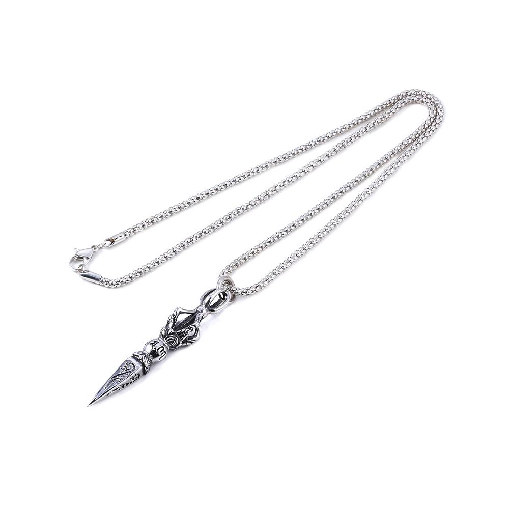 

Антикварное Ваджра Злой Цзян Кинжал Ожерелье Унисекс Кулон Каменная Цепь Индия Ганеша Буддизм Ювелирные изделия для Мужчин 50cm