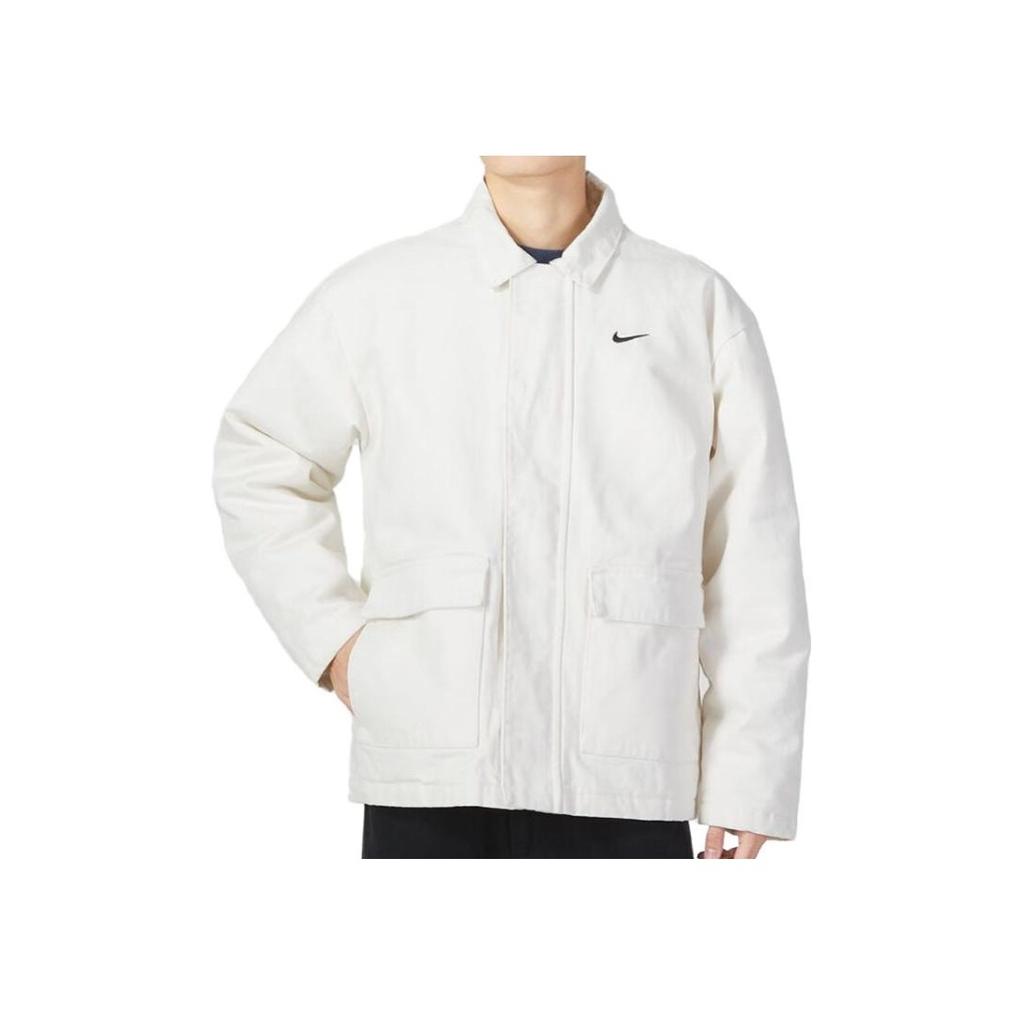 Nike Solid Color Logo Pocket Long Sleeve Jacket Men Outerwear White DQ4939-030