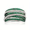 Jade and Diamond Ring, Multi-row Suitable for Independence Day Party, Emerald and Diamond Interlace, Multi-layer Design, All Show Luxurious Sparkle.