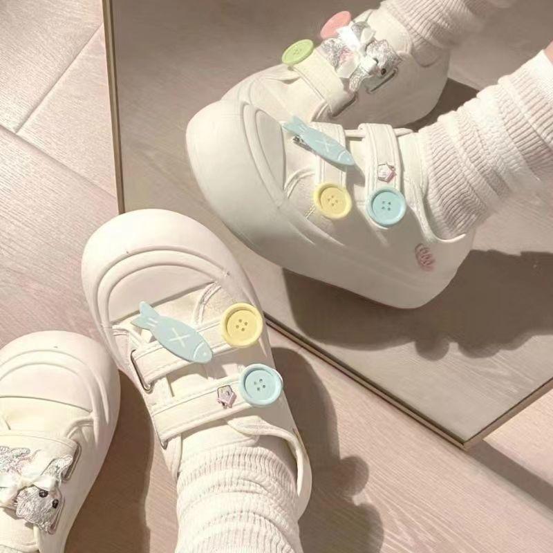 Niche Original Magic Big Head Shoes New Autumn and Winter Cute Thick-soled Versatile Board Little White Shoes Children's Tide