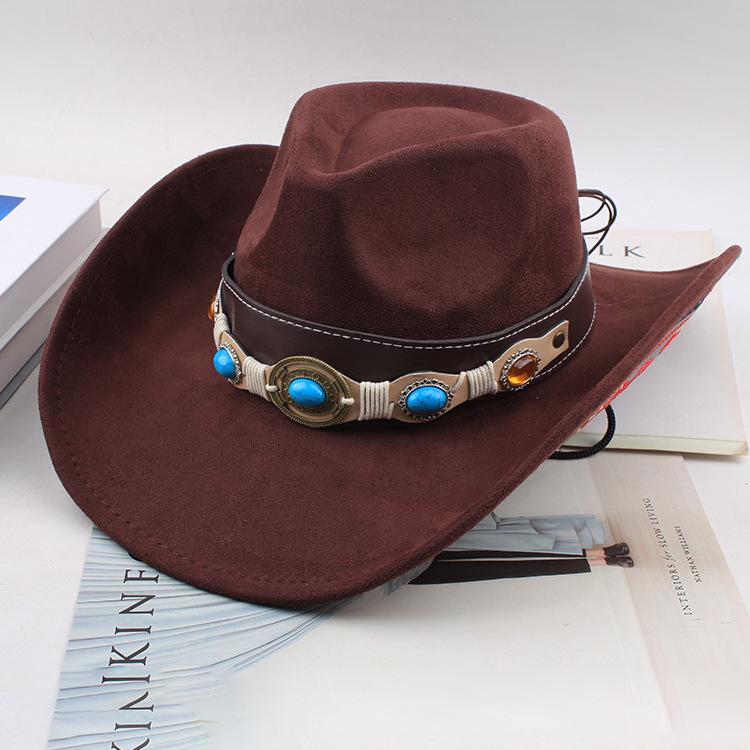 Western Cowboy Style Tibetan Fashion Top Hat Autumn/Winter New Collection Deer Skin Velvet Large Edge Riding Hat