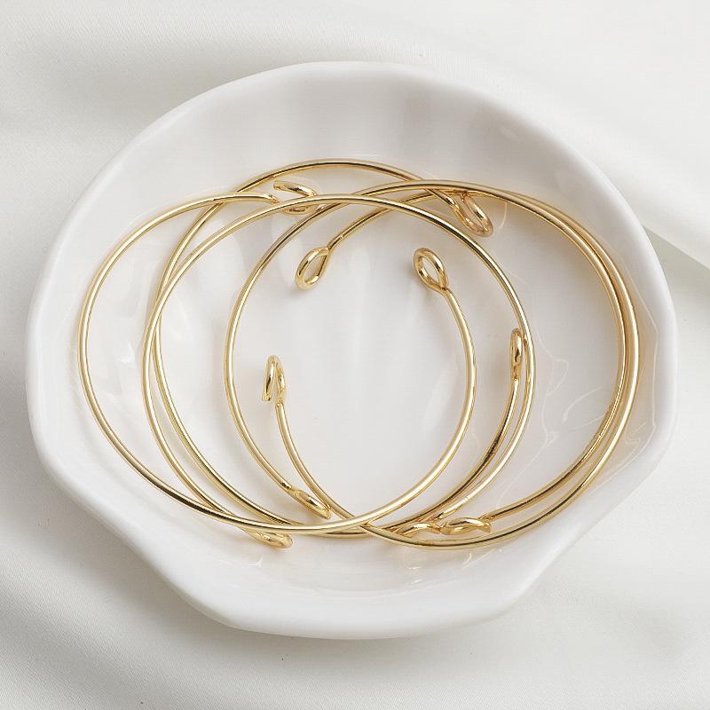 14K Gold Filled Wave Bangle: Color-Retentive Open C-Shape with Braided Rope for DIY Jewelry Making