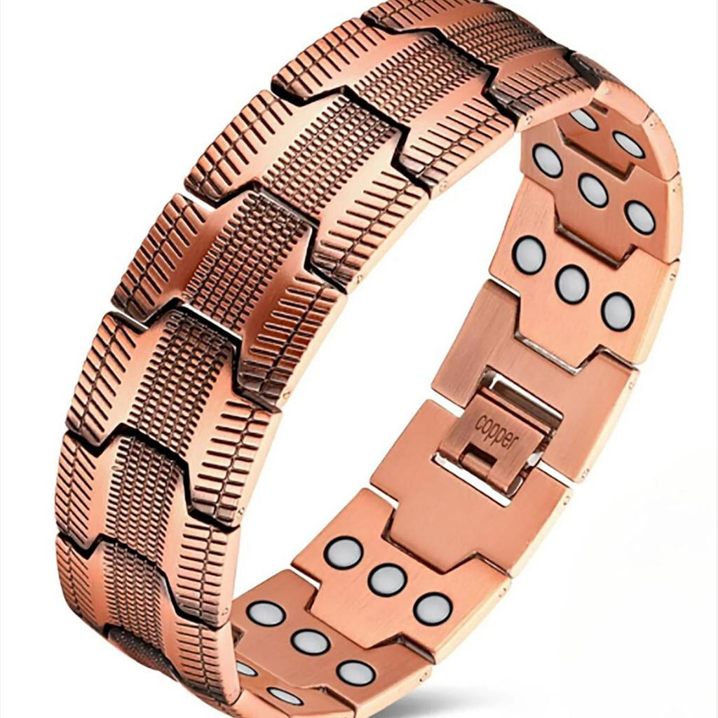 Retro Red Copper Magnetic Men's Bracelet with Negative Ion Energy