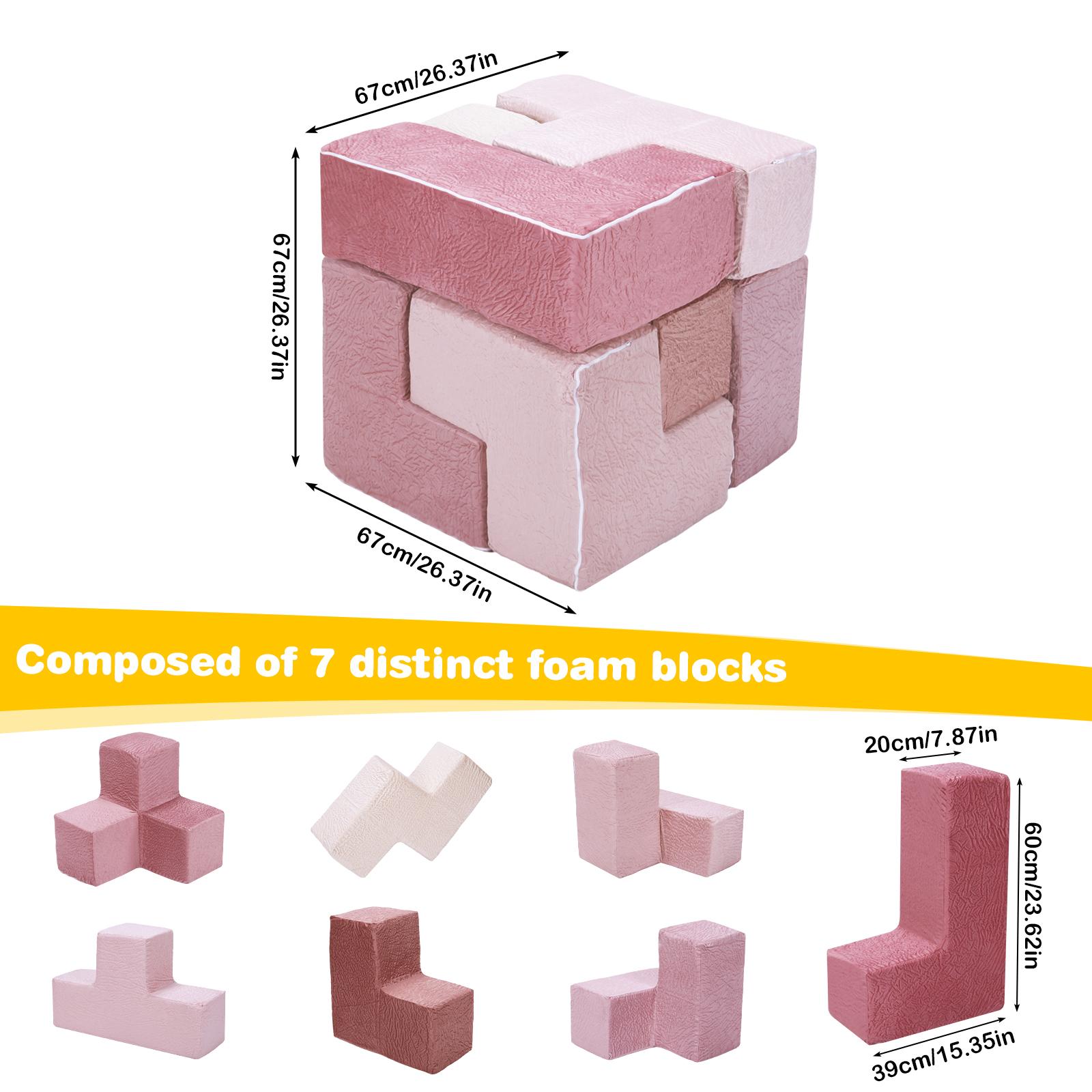 

7Pcs/Set Child Sectional Sofa Washable Elastic Sponge Toddler Cushions Wear Resist for Kids Bedroom Playroom Furnitures