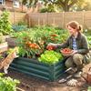 Square Raised Garden Bed Box with Weatherized Steel Frame for Vegetables, Flowers, & Herbs, 120 x 120 x 30cm, Green