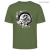 Mens Cotton Long Graphic Chinese Dragon T Shirt Street Casual Style Tee for Men and Women