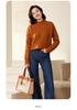 Women's Heavy Knit Wool Cashmere Cable Sweater with Half-High Neck - New Loose Fit for Autumn/Winter